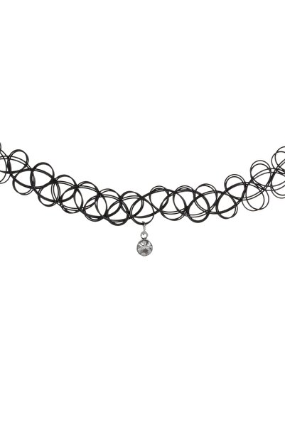 OEM Black Choker Necklace with Silver Christmas Rhinestones