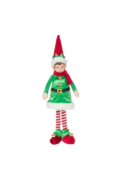 OEM Figurină Decorativa de Crăciun Spiridus cu Fular Roșu Haina Verde Clopote...