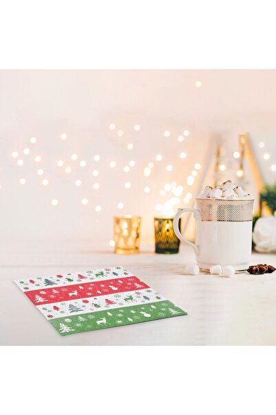 OEM Christmas Table Napkins Deer Fir Trees Snowflakes Snowman 33x33cm - 80pcs