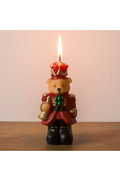 OEM Χριστουγεννιάτικο Κερί σε Σχήμα Τρισδιάστατου Αρκουδάκι-Στρατιώτη 5x4x10.5cm