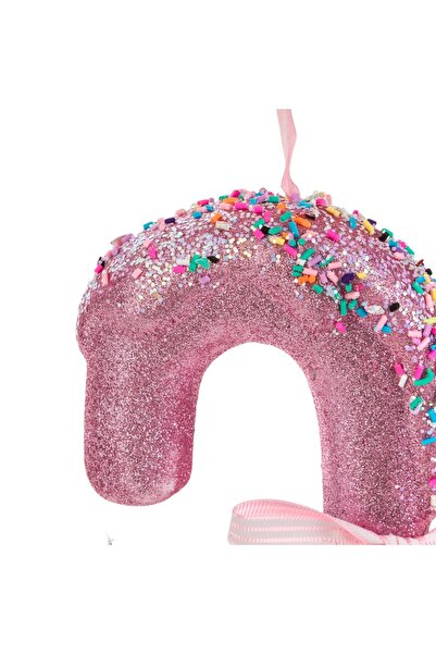 OEM Pink Candy Cane Christmas Tree Ornament with Glitter & Bow 26cm