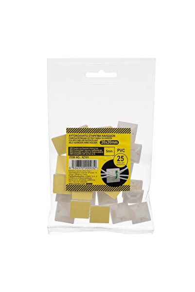 OEM White Plastic Self-Adhesive Holders for Cable Ties 2x2cm - 25pcs