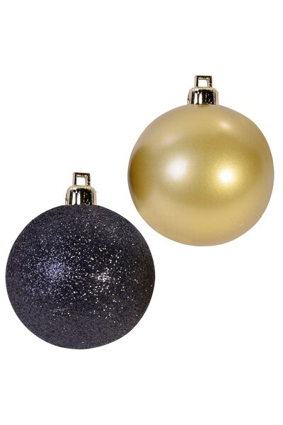 OEM Set Globuri de Craciun Aurii Mat Negre Glitter Ø5cm - 12buc