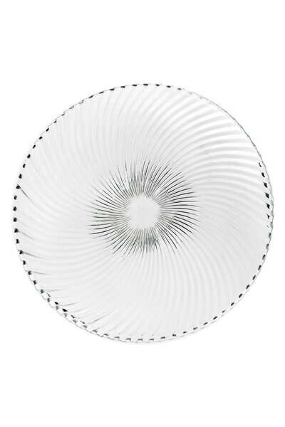 OEM Round Transparent Glass Serving Platter with Striped Pattern Ø30.5x2cm