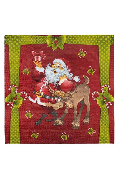 OEM Table Napkins with Santa Claus Deer Pattern 33x33cm - 50pcs