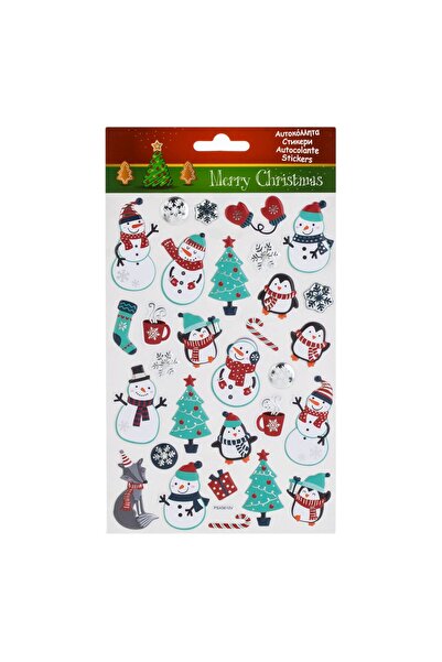 OEM Autocolante Decorative de Craciun Om de Zapada Pinguini Brazi Puffy - 30buc