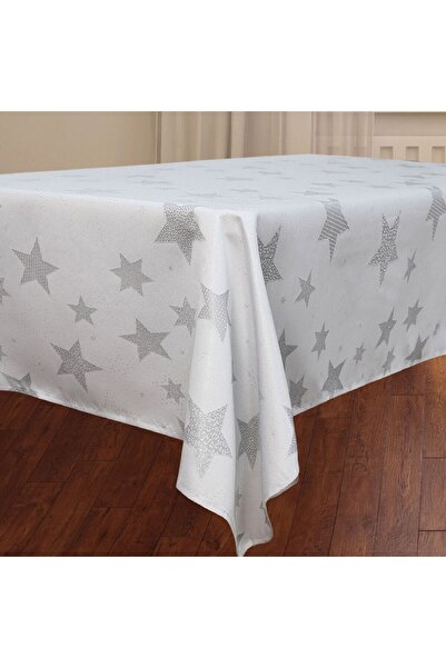 OEM Fata de Masa Decorativa de Craciun cu Stele Argintii 240x140cm