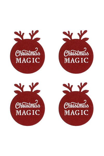 OEM Christmas Felt Cup Holder Bordeaux Deer Antlers "Christmas Magic" 12cm - ...