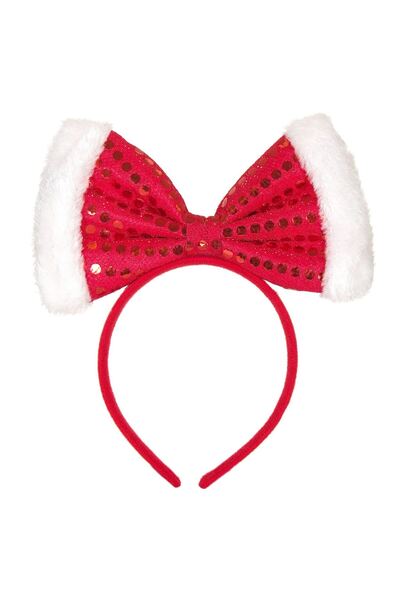 OEM Χριστουγεννιάτικο στεφάνι μαλλιών με κόκκινο φιόγκο από πούλιες για παιδι...