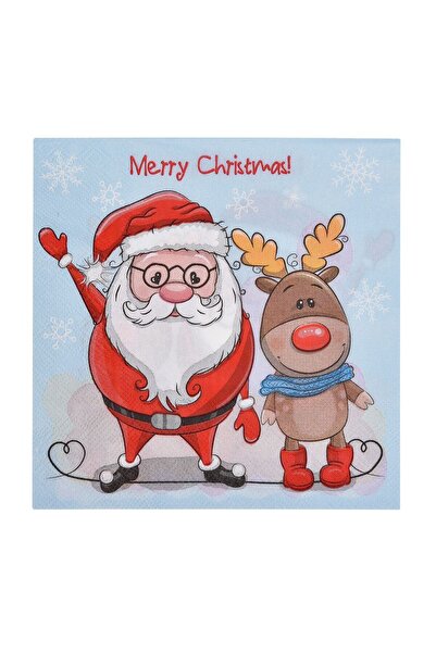 OEM Servetele de Masa de Craciun Mos Craciun Cerb "Merry Christmas" 33x33cm - 20buc