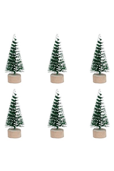 OEM Διακοσμητικά Χριστουγεννιάτικα Δέντρα Πράσινα Γκλίτερ 7εκ. - 6 τεμάχια