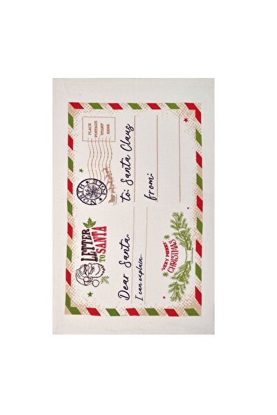 OEM Christmas Kitchen Towel Cotton Ecru Santa's Letter 60x35cm
