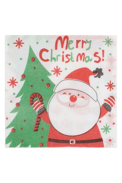 OEM Table Napkins with 1 White Rhinestone Santa Claus Tree 33x33cm - 80pcs