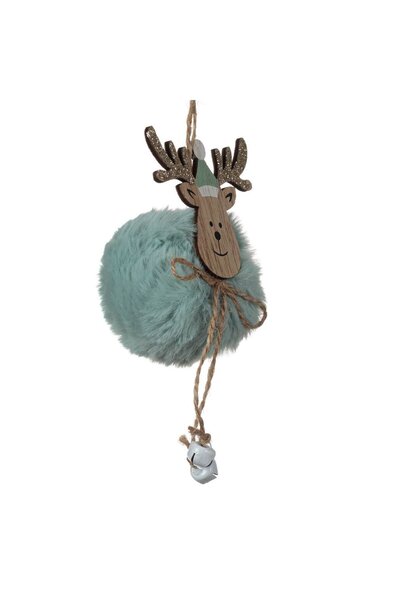 OEM Wooden Christmas Tree Ornament Deer Fur Mint Green 17cm