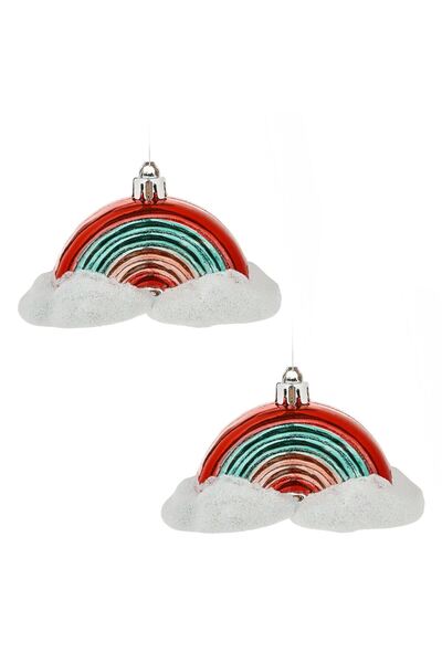 OEM Rainbow Color Christmas Tree Ornaments 8.5cm - 2pcs
