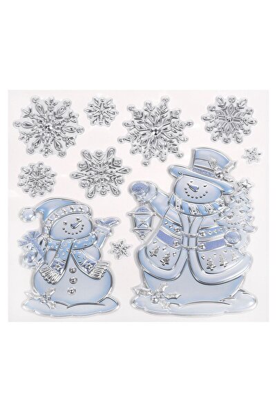 OEM Christmas Decorative Stickers Snowman Lanterns Silver Snowflake 18x23cm