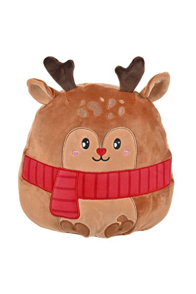 OEM Mallow Plush Reindeer Figurine Brown with Red Christmas Belt 31cm Pillow