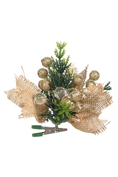 OEM Χριστουγεννιάτικη Διακόσμηση με Κλιπς, Κλαδάκια Μούρα, Χρυσές Χάντρες με ...