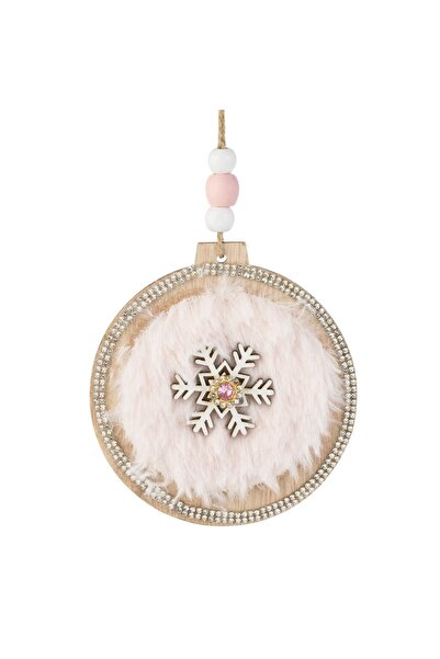 OEM Ornament Brad de Craciun Glob din Lemn cu Strass Ø9 centimetri