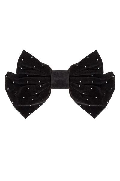 OEM Clama Par de Craciun Fundita Neagra Catifelata cu Strass 16 centimetri