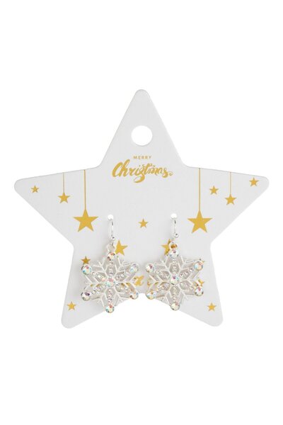 OEM Silver Color Snowflake Christmas Earrings with Strass