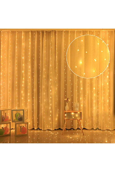 SUPER TRENDS LED Curtain Light 3x3 m, 300 LEDs, USB & Remote Control, 8 Lighting Modes, Warm White