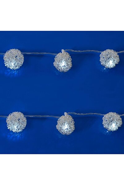 OEM 10 LED Battery Powered String Lights Silver 1.2m - Cool White