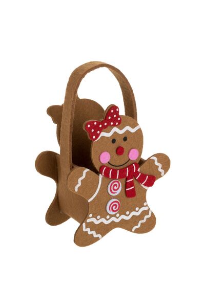 OEM Cos din Fetru de Craciun Gingerbread 12x6.5x14.5cm