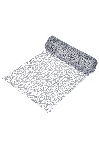 OEM Tesatura Decorativa de Craciun Plasa Argintie Glitter 5m x 24cm