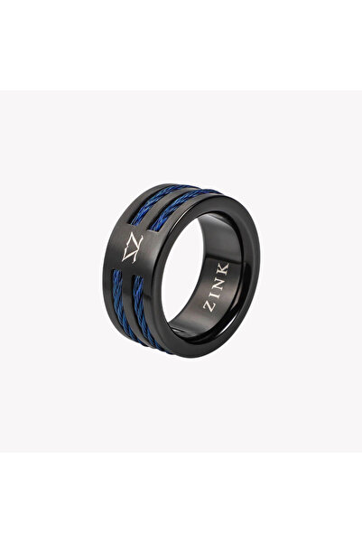 ZINK Men's Black & Blue Stainless Steel Ring | ZJRG040BL