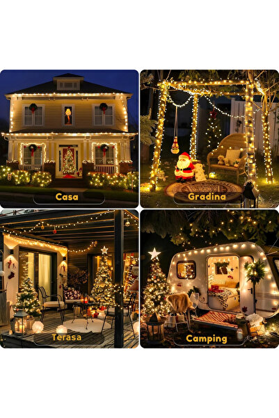 GARDEON 120 m Christmas Lights, Warm White LEDs, Black Wire, 8 Modes, IP44