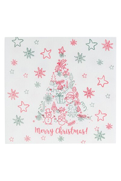 OEM Christmas Table Napkins White Fir Red Snowflakes Gray 40x40cm - 30 pcs