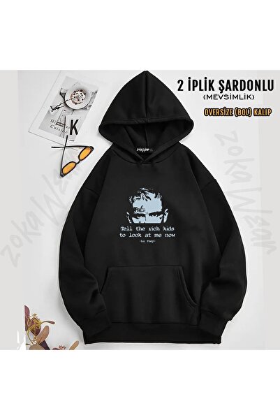 ZOKAWEAR Unisex Lil Peep s Baskılı Kapşonlu Sweatshirt (2 İplik)