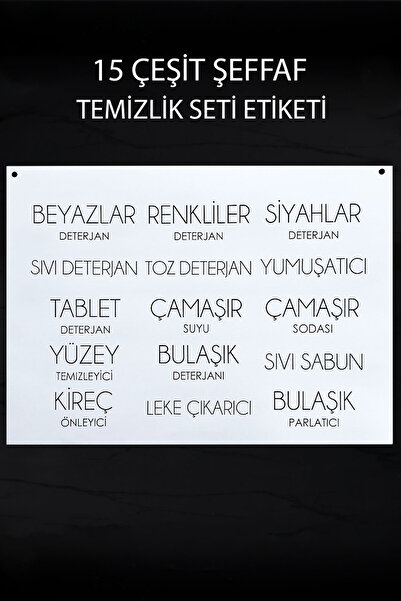 Dolkin Home Şeffaf Temizlik Seti Etiketi Suya Dayanıklı 15 Parça Deterjan Set...