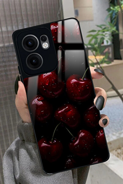 OPPO Reno 13F Uyumlu Kiraz Tasarımlı Glossy Premium Kılıf