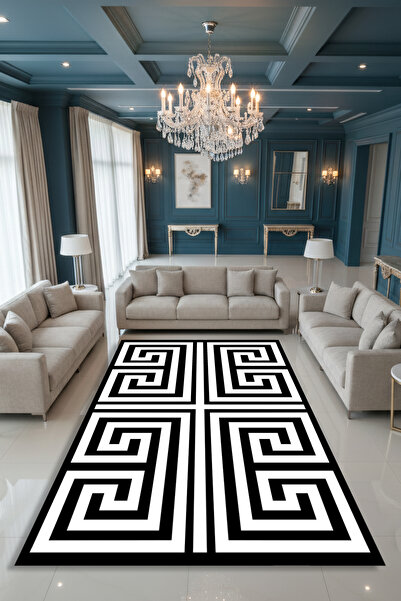 Kessy Home Studio Vesta Modern Geometrik Desenli Dijital Baskı Yıkanabilir Ha...