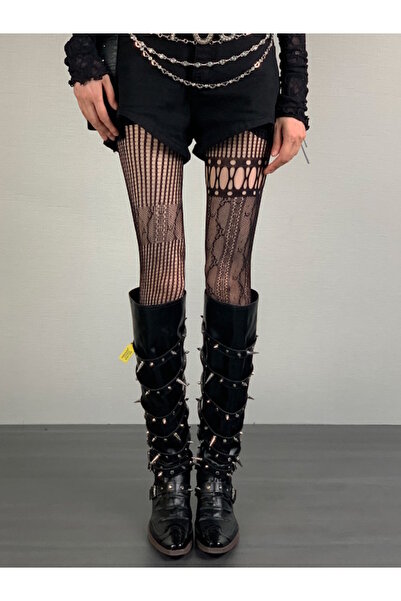 VEGAROKS Asymmetrical Patterned Imported Pantyhose