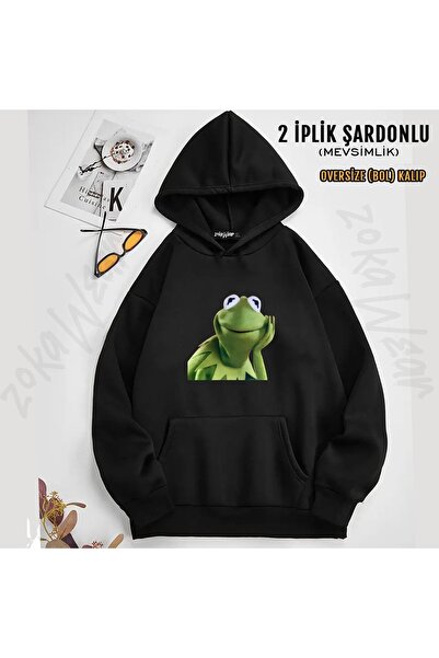 ZOKAWEAR Φούτερ με κουκούλα Unisex Kermit με τύπωμα (2 κλωστές)