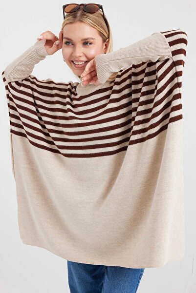 onno style women Triko Standard Striped Poncho