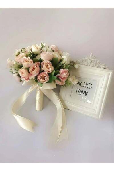 Generic باقات زفاف تشو داي للعروس، باقة وصيفة العروس، زهور الشمبانيا البيضاء، الورود الاصطناعية