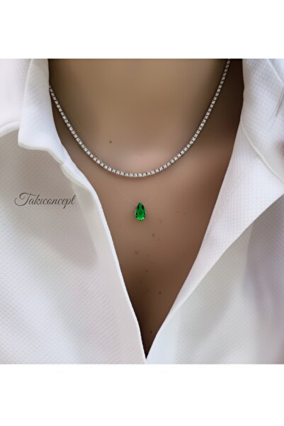 TakıConcept Kristal Detaylı İkili Hayalet Choker, Kadın Kolye, Şeffaf Kolye
