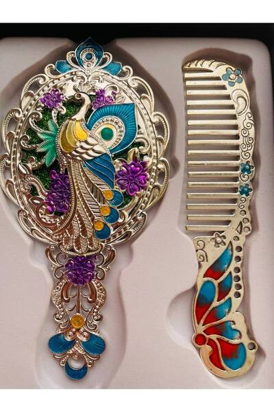 GALATA GIFT Mirror Comb Set, Metal-Boxed-Gift Set, 13cm Mirrored Hair Brush
