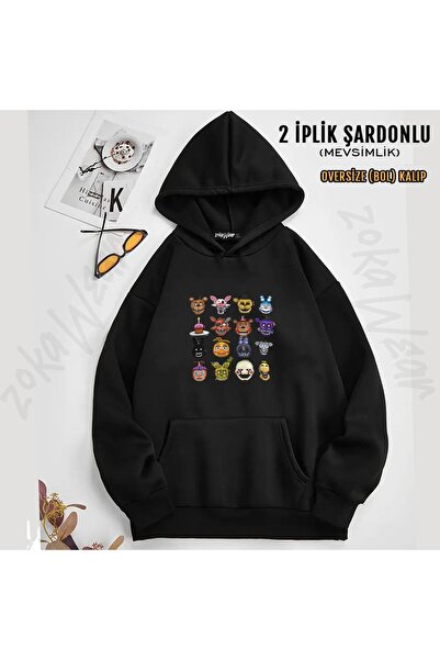ZOKAWEAR سويت شيرت بقلنسوة للجنسين من Five Nights At Freddy's pixel مطبوع (خي...