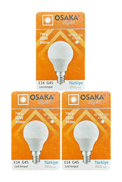 Avarson (3 Adet) Osaka 7W (50W) Beyaz Işık E14 Duylu (İnce Duy) Led Mini Ampul