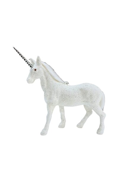 Romantic Home Ornament Brad unicorn 15 cm alb cu sclipici
