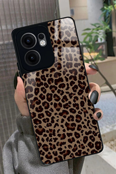 OPPO Reno 13F Uyumlu Kahverengi Leopar Tasarımlı Glossy Premium Kılıf