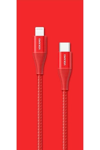 Vokamo كابل USB-C إلى Lightning بطول 1.2 متر، أحمر
