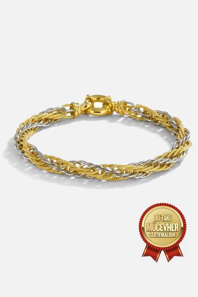 MEKS JEWELS Mikron Altın Kaplama Gümüş Halat Zincir