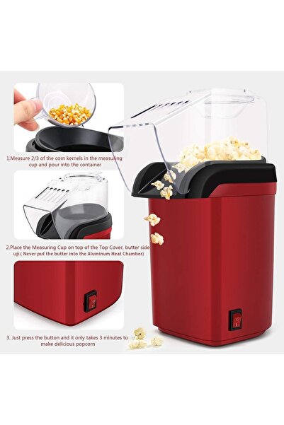 MYWORLD Electric Hot Air Popcorn Popper Maker for Home, No Oil Needed Healthy Snack for Kids Adults