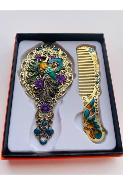GALATA GIFT Mirror Comb Set, Metal-Boxed-Gift Set, 13cm Mirrored Hair Brush